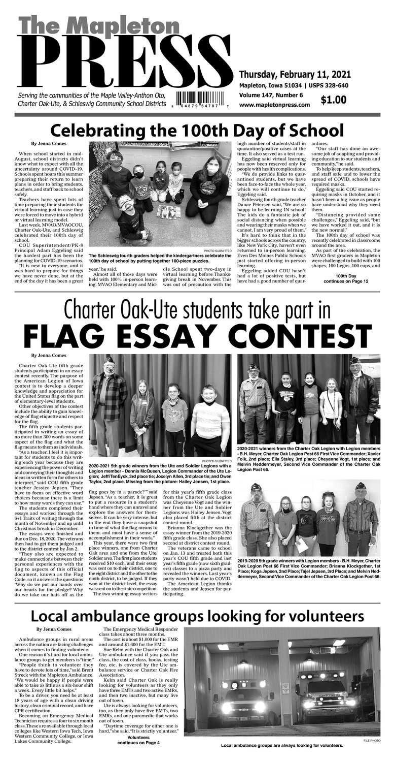 Mapleton Press Thursday, Feb. 11, 2021 The Mapleton Press